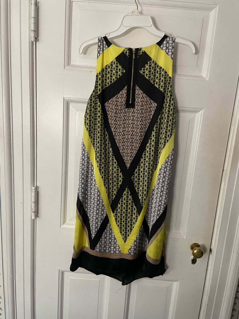 Dana Buchman Yellow, Black & White Geometric Mini Dress - Picture 2 of 4